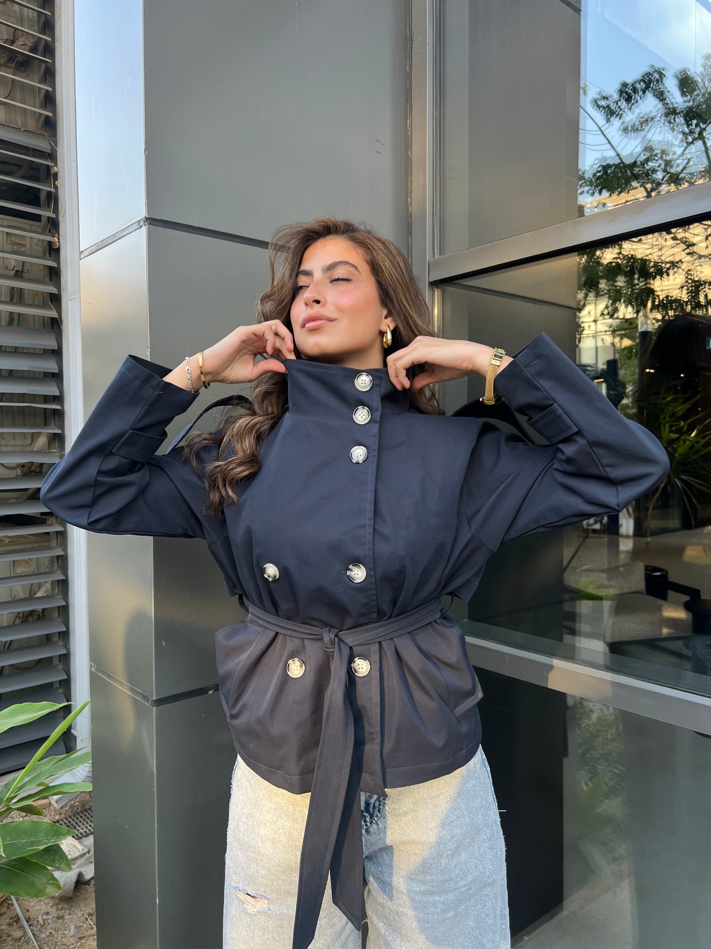 THE COLLÉR TRENCH - in navy(PRE-ORDER)