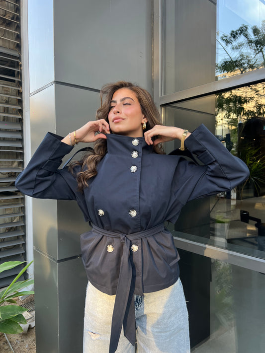 THE COLLÉR TRENCH - in navy(PRE-ORDER)